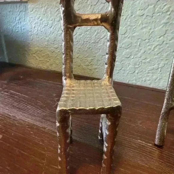 Plutus, Turre & Tagus Metal Art Sculptures Men On Ladder & Chair Set Of 3 Worker - Picture 2 of 8